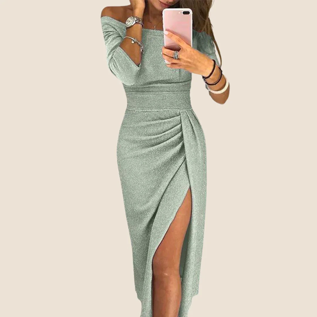 Isabeau | elegantné halter maxi šaty s lichotivým splývavým strihom