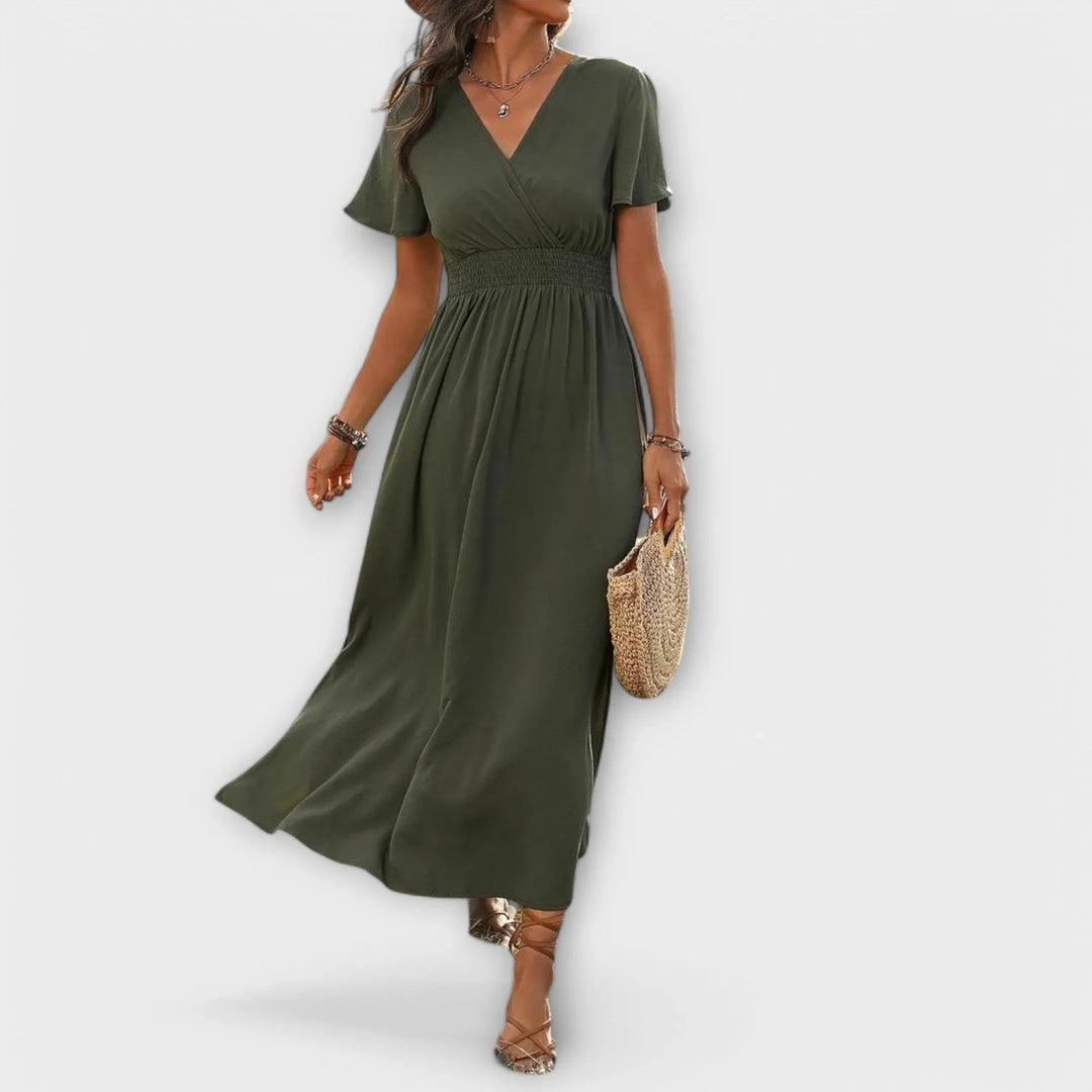 Heather   ｜ Elegantné Boho šaty s V-výstrihom a dlhými rukávmi