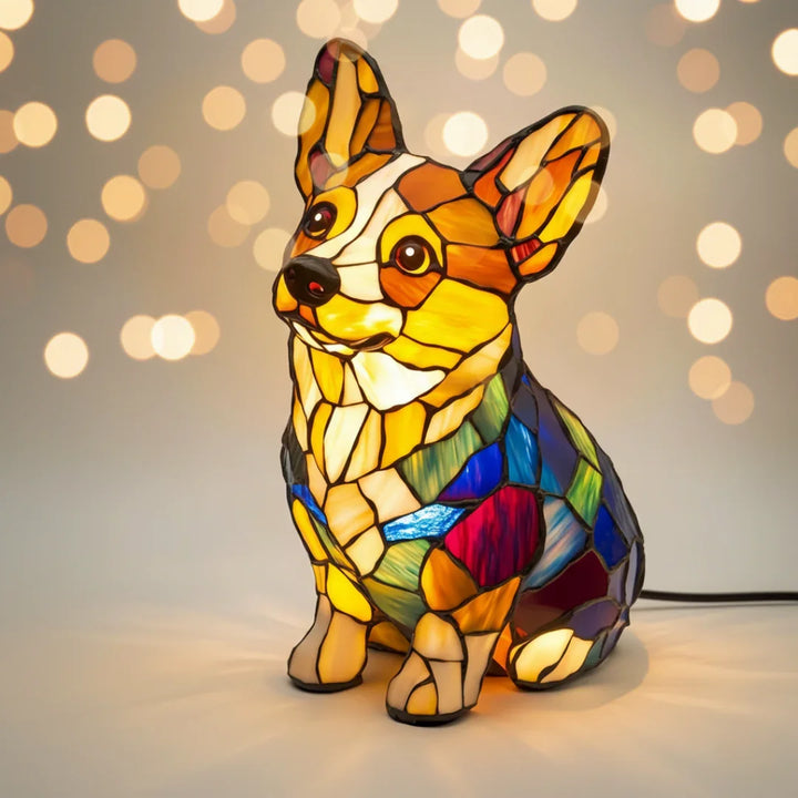Corgi Radieux — Vitražová lampa