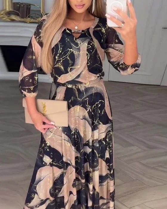 Ksenija | Vzdušné dlhé šaty so vzorom