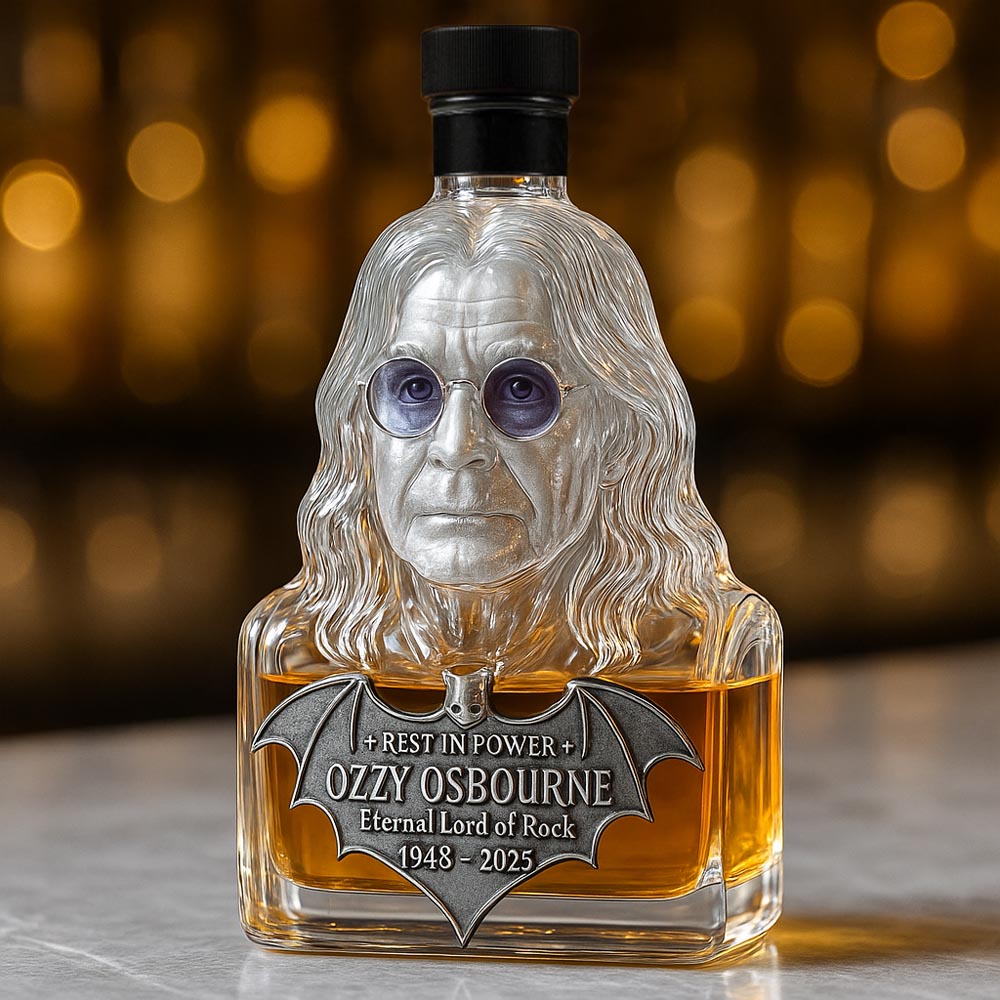 Domáce whisky — fľaša whisky na počesť Ozzyho Osbourna