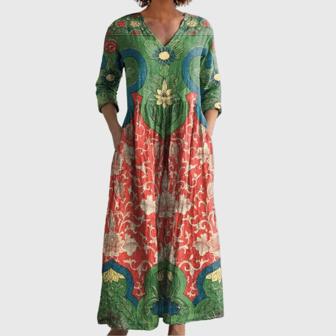 Tara - Vintage kvetinové maxi šaty