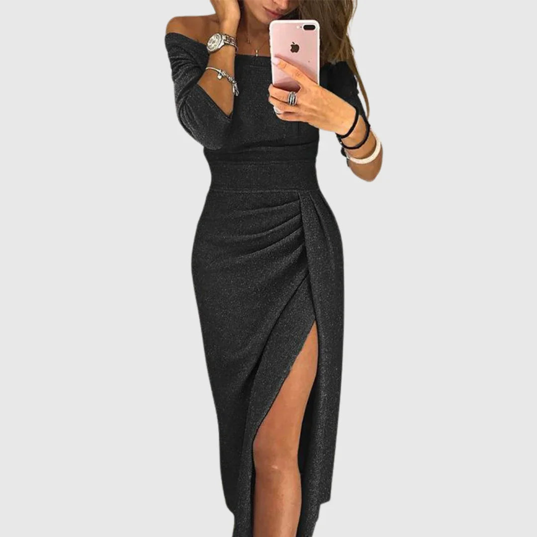 Isabeau | elegantné halter maxi šaty s lichotivým splývavým strihom