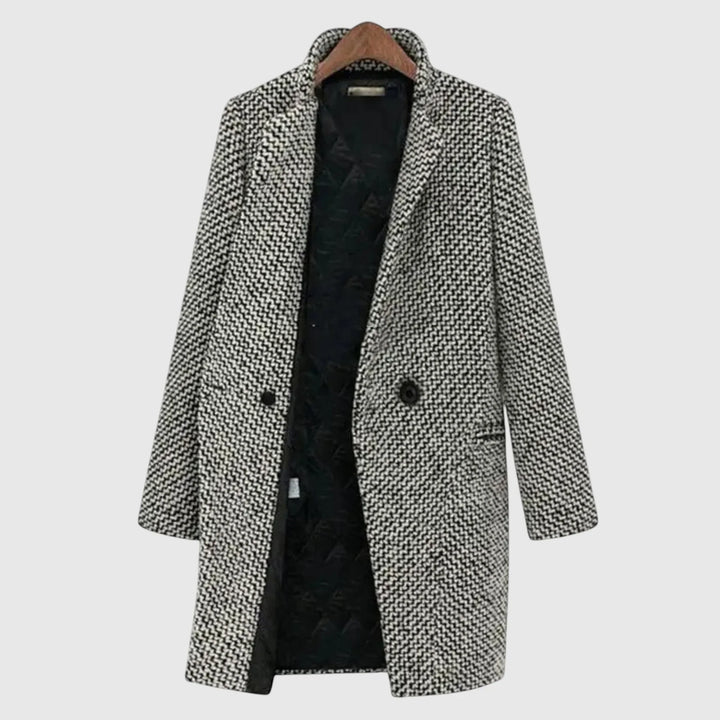 Midi kabát s houndstooth vzorom