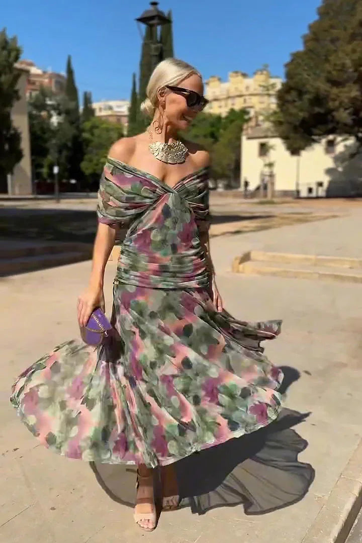 Elegantné dlhé spoločenské šaty s výstrihom do V