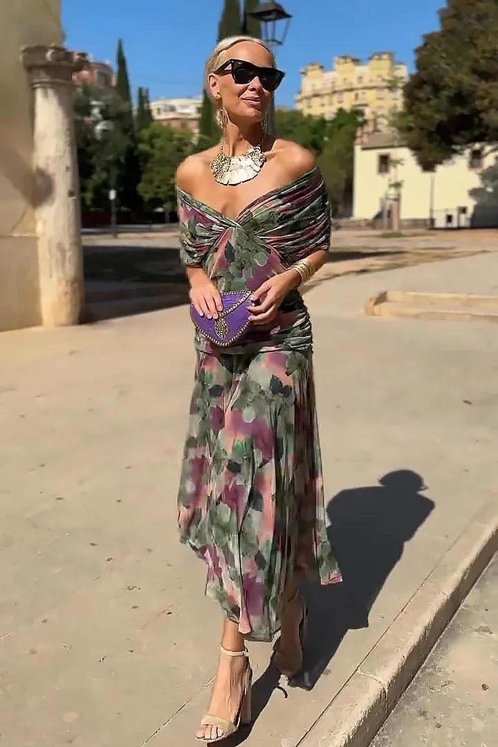 Elegantné dlhé spoločenské šaty s výstrihom do V