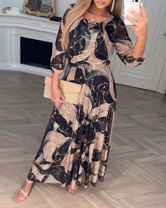 Ksenija | Vzdušné dlhé šaty so vzorom