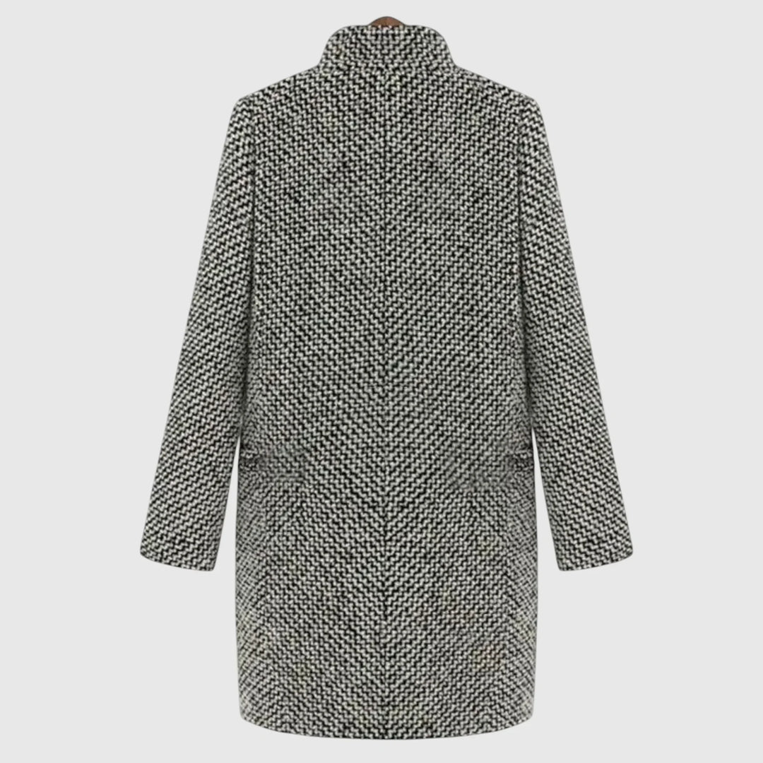 Midi kabát s houndstooth vzorom