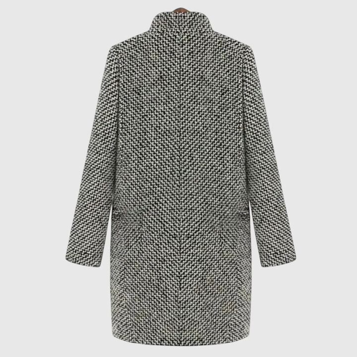 Midi kabát s houndstooth vzorom