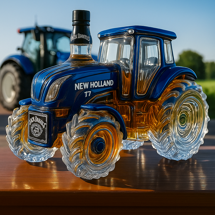 Klasické domáce whisky v tvare traktora New Holland T7