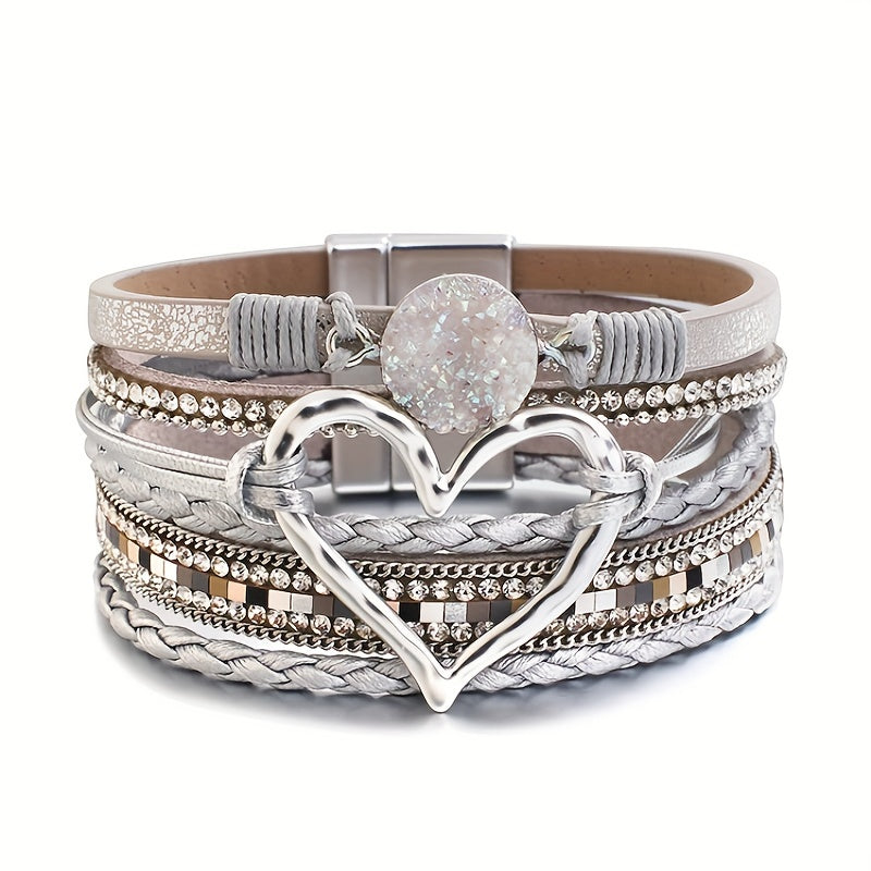Kožený boho viacvrstvový náramok