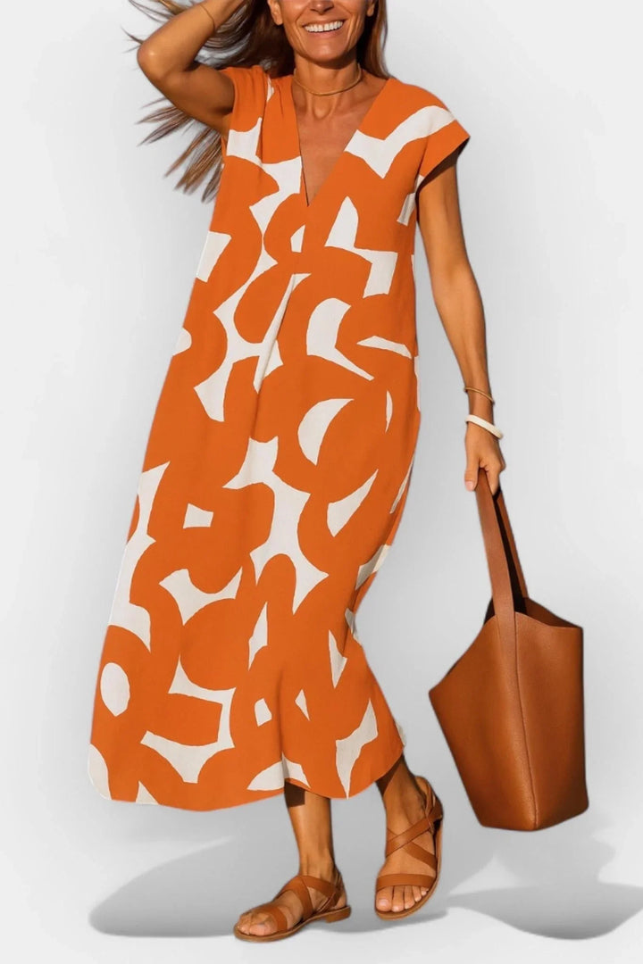 Cátia | Šaty s výstrihom do V, červené, letné