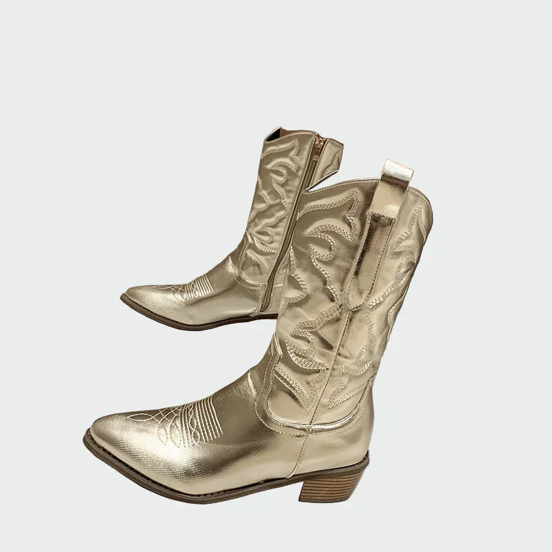 Metalické cowboyské topánky