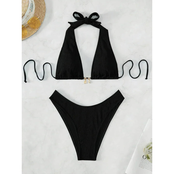 Safírové pruhované bikiny