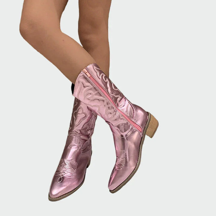 Metalické cowboyské topánky