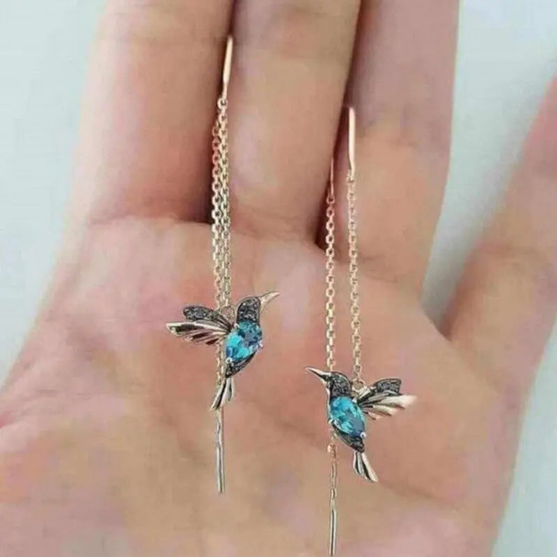 Smaltované náušnice s kolibríkom a zirkónmi