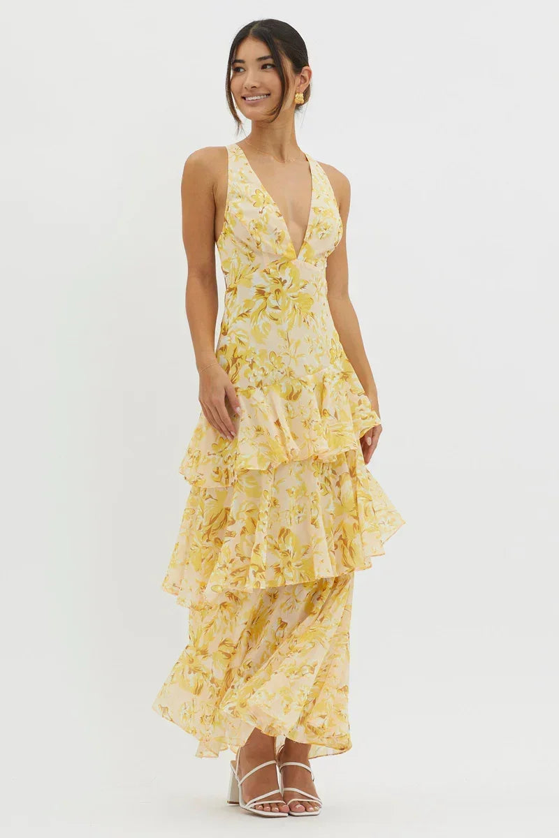 Lisa | Elegantné midi šaty s kvetinovým vzorom