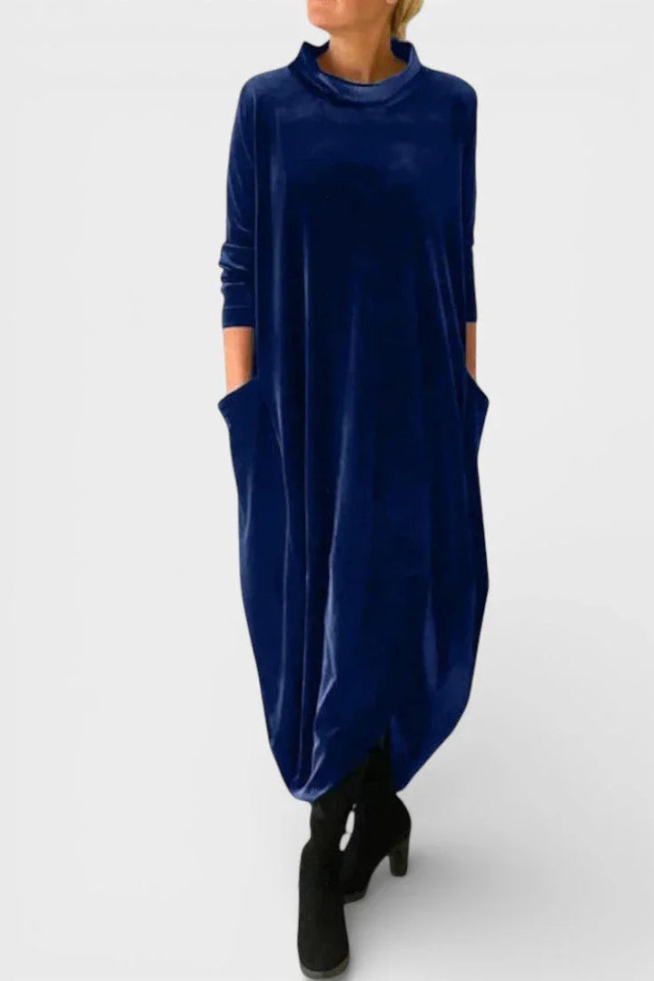 Saskia  | Elegantné sametové šaty s kapsami