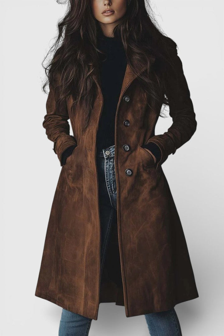 Teresa  | semišový trenčkot v štýle vintage