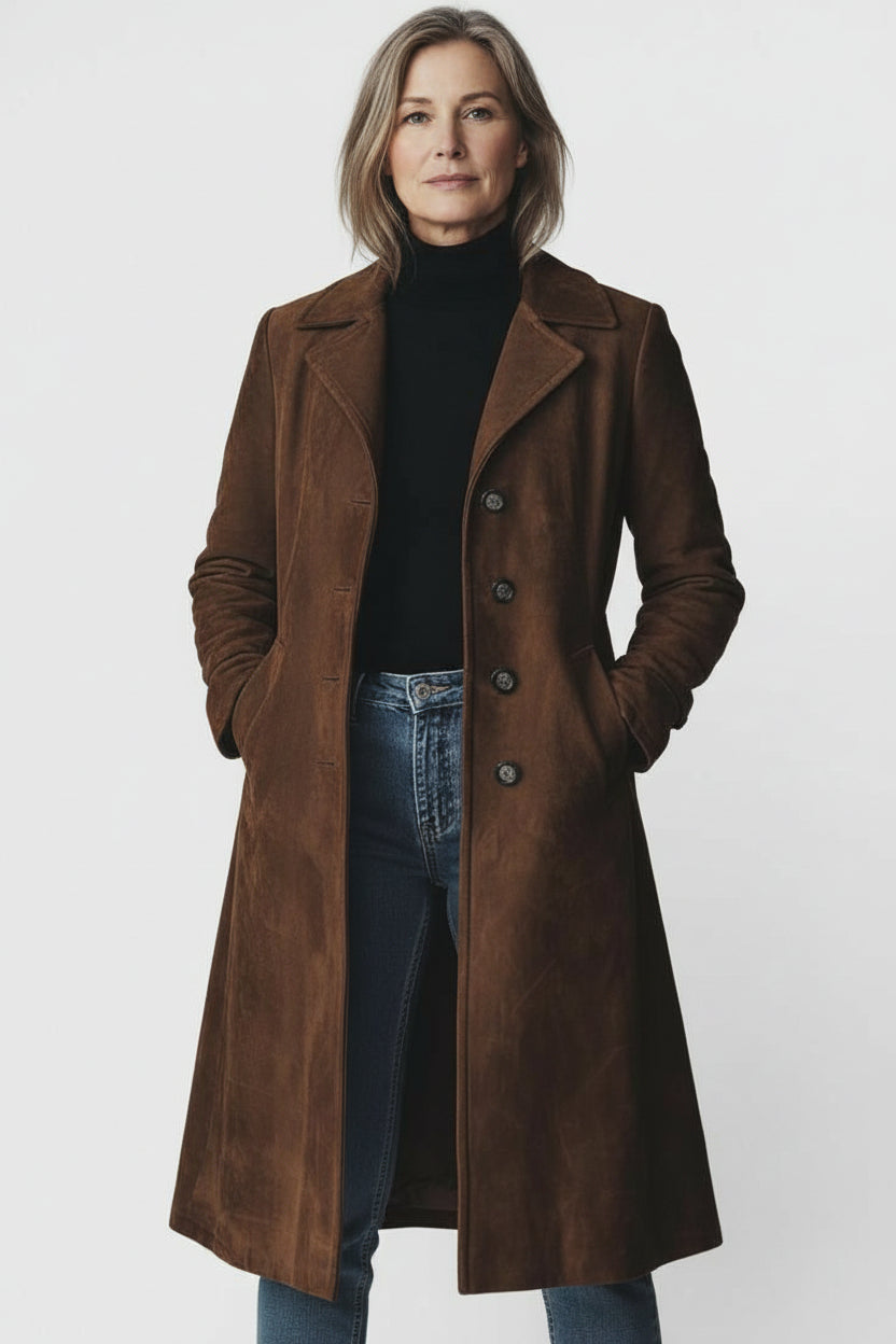 Teresa  | semišový trenčkot v štýle vintage