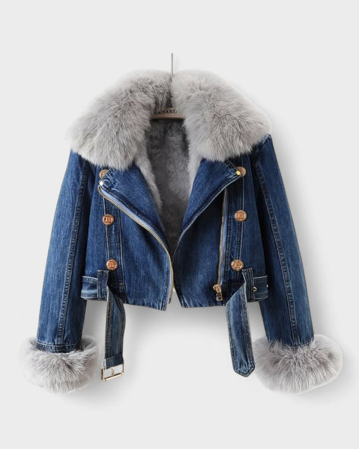 Thyra™ | Casaco de Denim com Forro de Pêlo Sintético