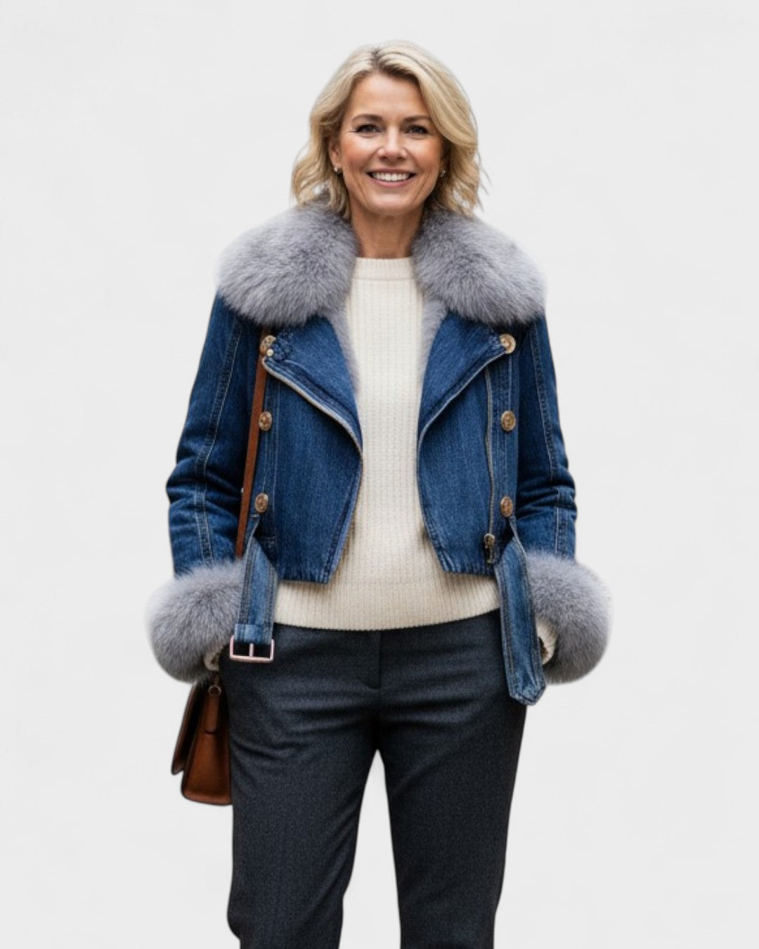 Thyra™ | Casaco de Denim com Forro de Pêlo Sintético