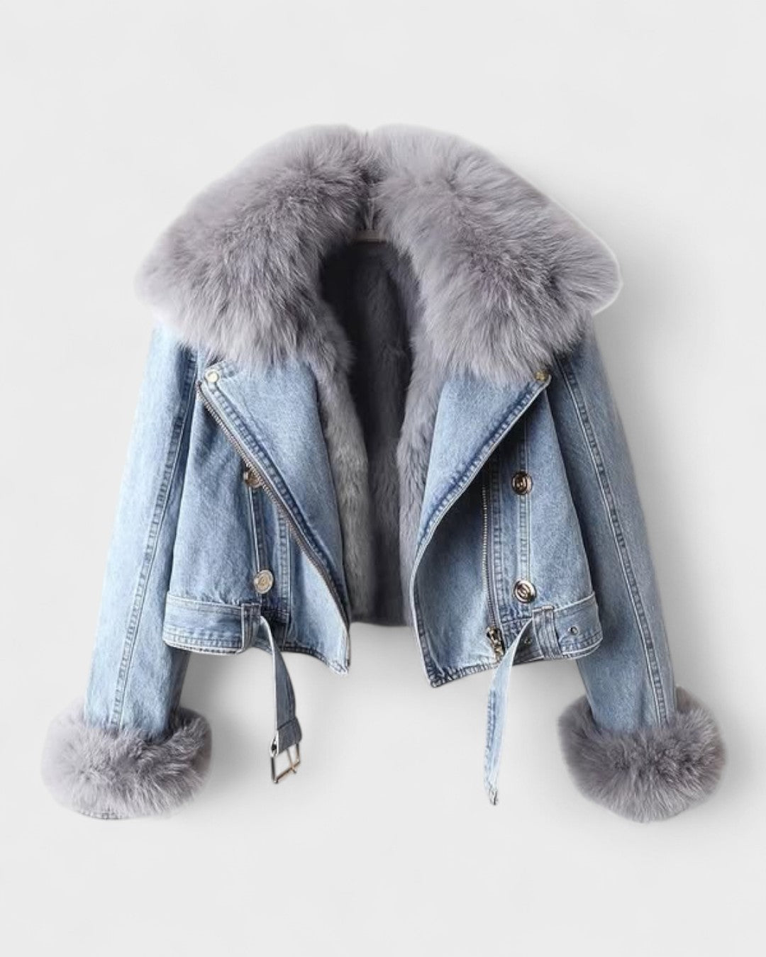 Thyra™ | Casaco de Denim com Forro de Pêlo Sintético