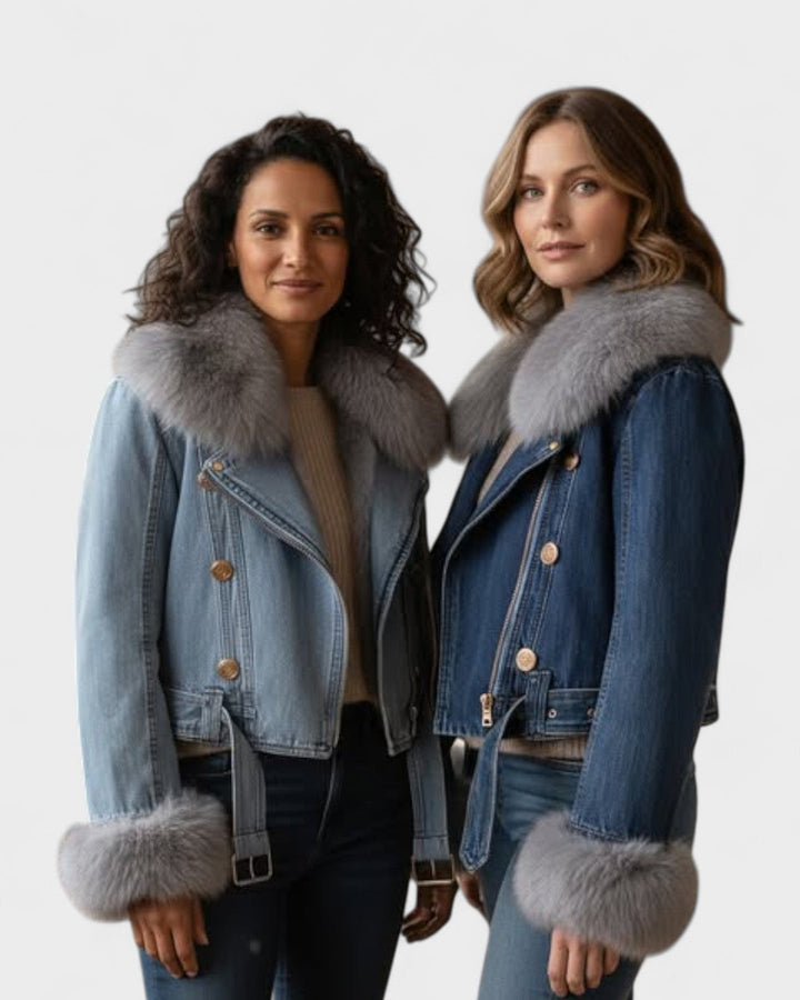 Thyra™ | Casaco de Denim com Forro de Pêlo Sintético