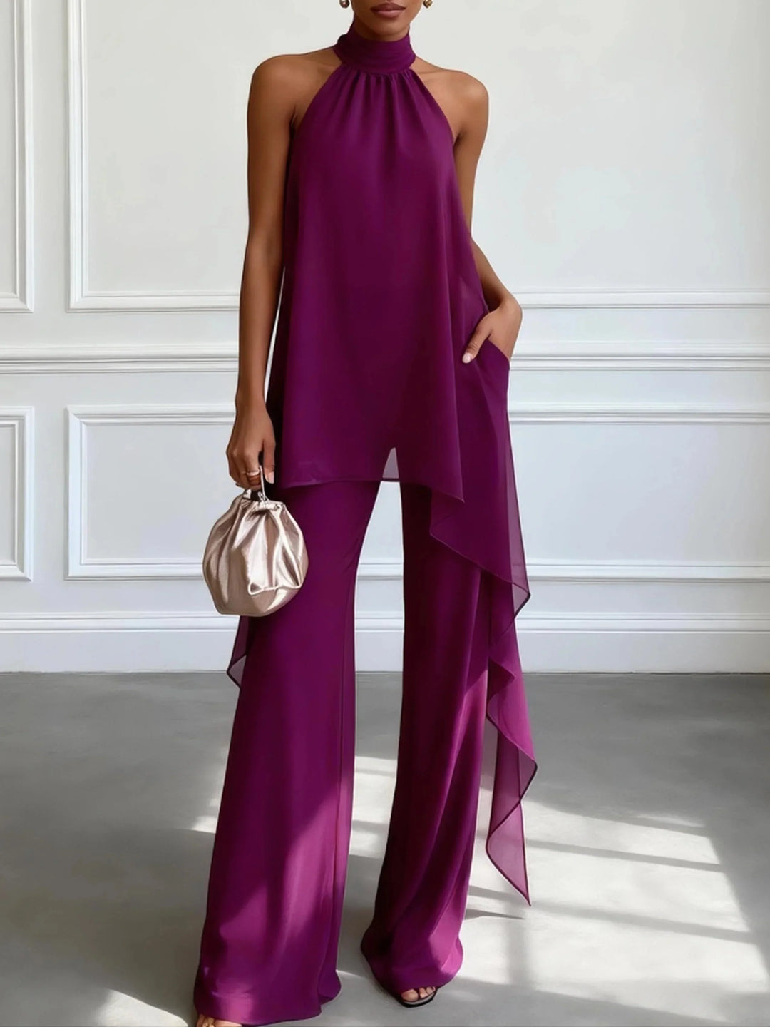 Viola | Elegantný komplet s halterovým topom a nohavicami