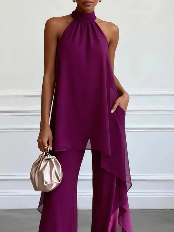 Viola | Elegantný komplet s halterovým topom a nohavicami