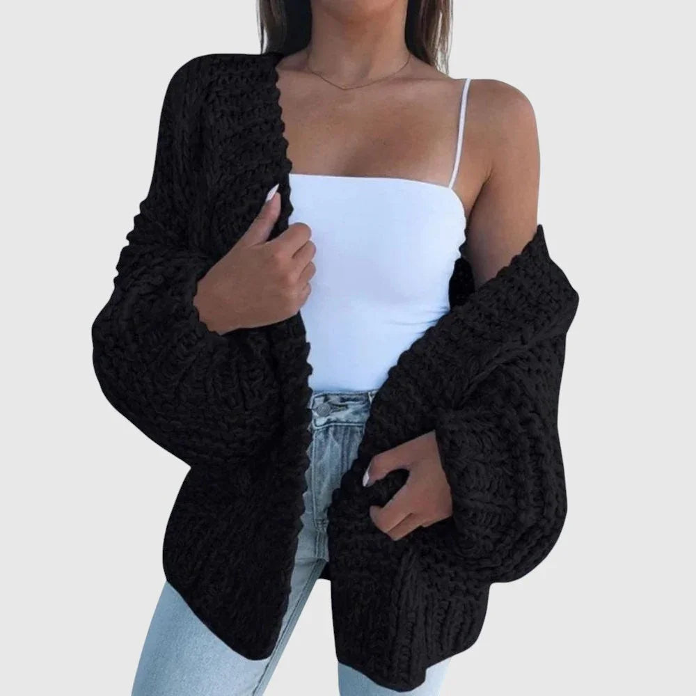 Eleanor - Teplý pletený voľný cardigan