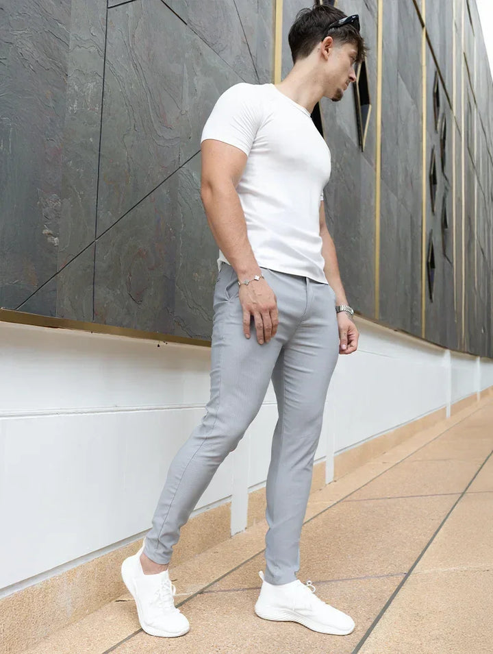 Felix pánske slim-fit strečové nohavice - svetlosivé