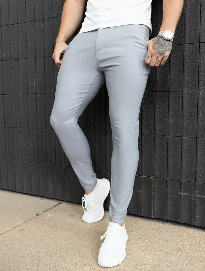 Felix pánske slim-fit strečové nohavice - svetlosivé