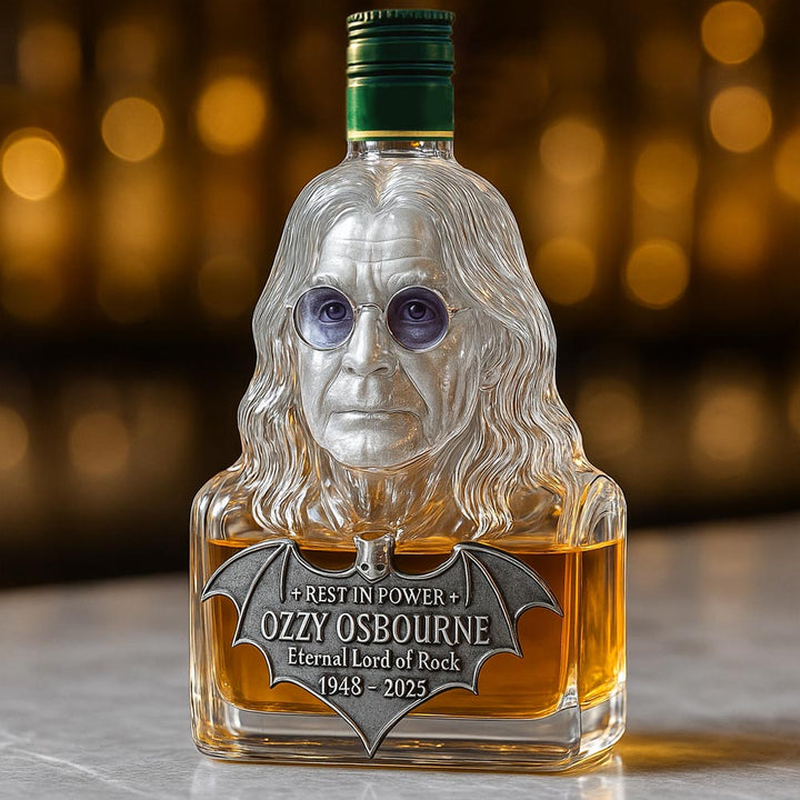 Domáce whisky — fľaša whisky na počesť Ozzyho Osbourna