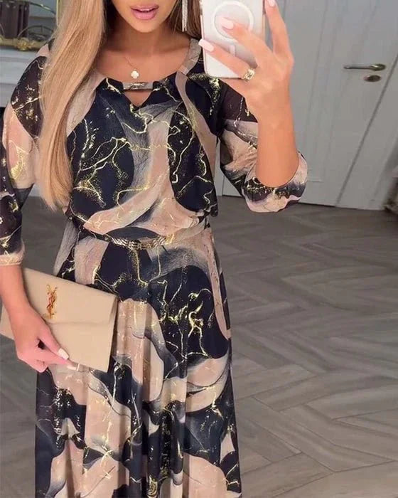 Ksenija | Vzdušné dlhé šaty so vzorom