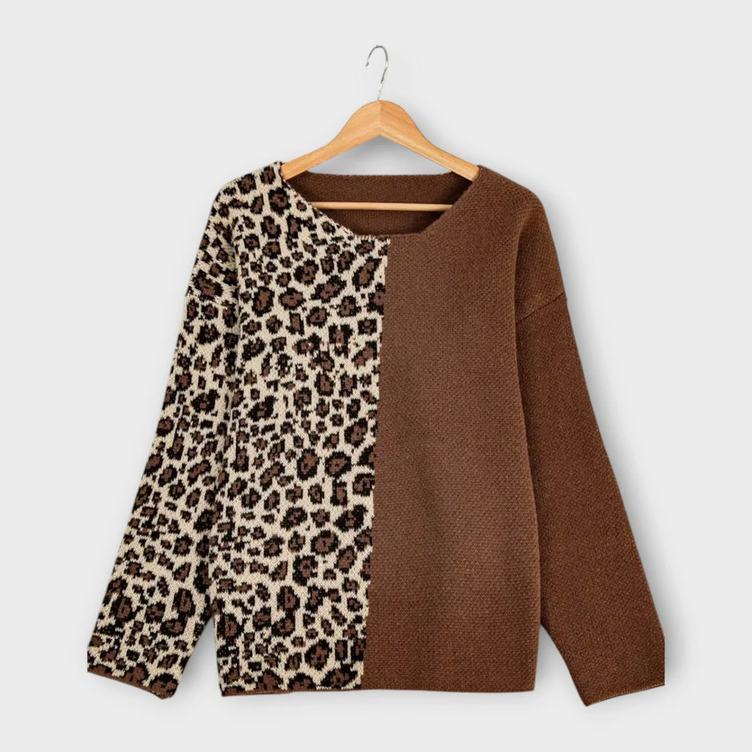 Marina - Ležérny pulóver s leopardím dizajnom