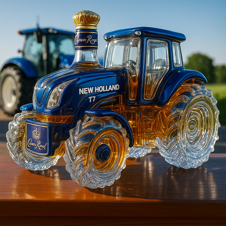 Klasické domáce whisky v tvare traktora New Holland T7