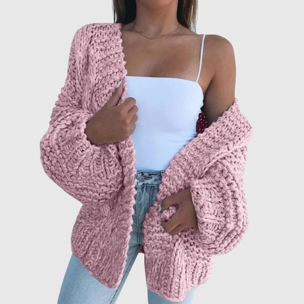 Eleanor - Teplý pletený voľný cardigan
