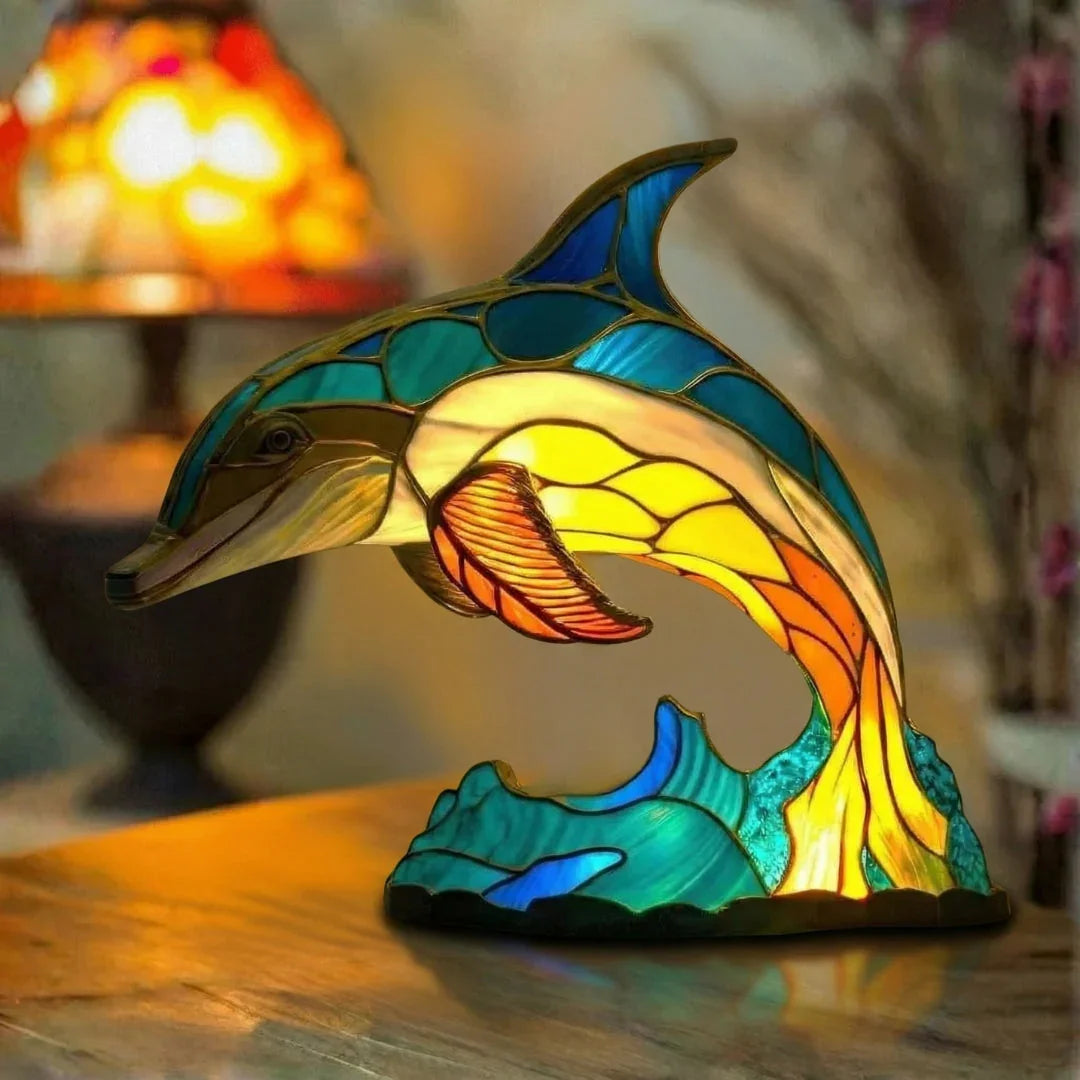Delfínek — Vitražová lampa