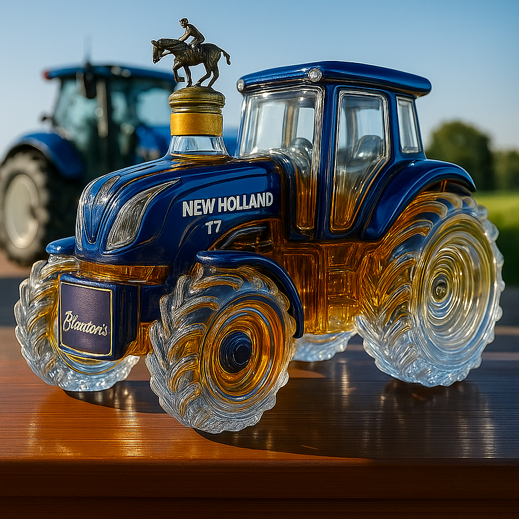 Klasické domáce whisky v tvare traktora New Holland T7