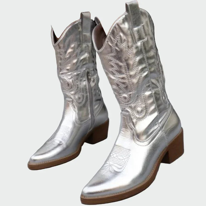 Metalické cowboyské topánky