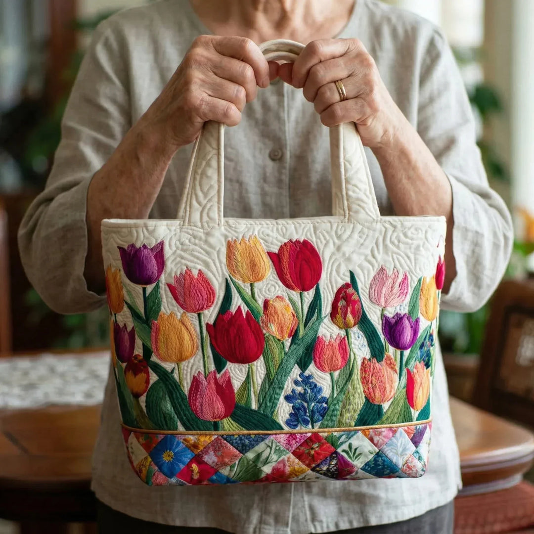 Prešívaná taška - Záhrada tulipánov