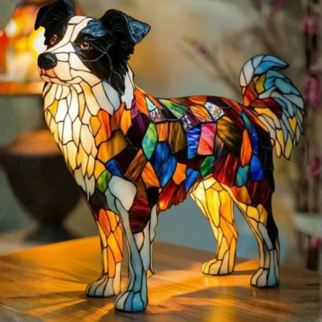 Border Collie — Vitražová lampa