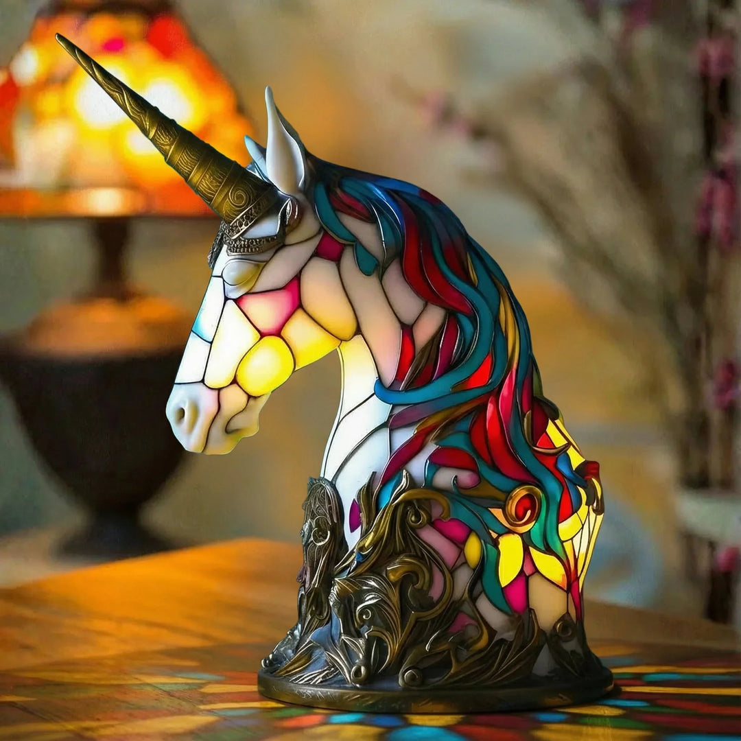 Jednorožec — Vitražová lampa