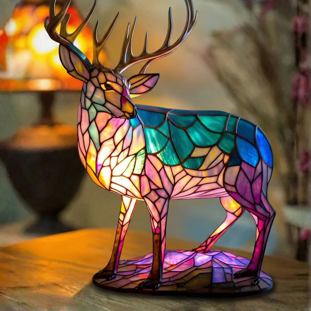 Jeleň — Vitražová lampa na plát