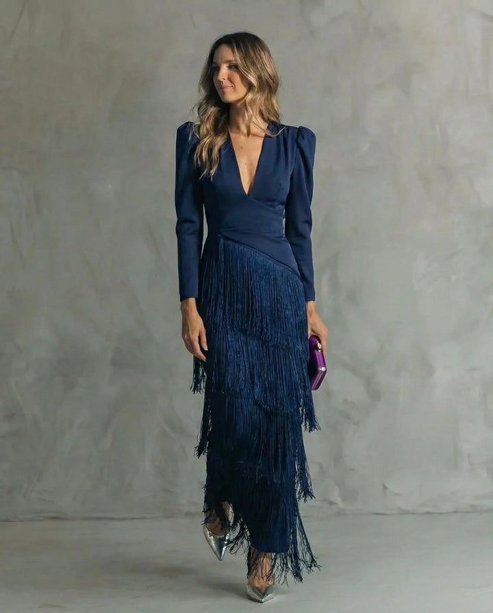 Clara | Elegantné midi šaty s tradičnými strapcovými rukávmi