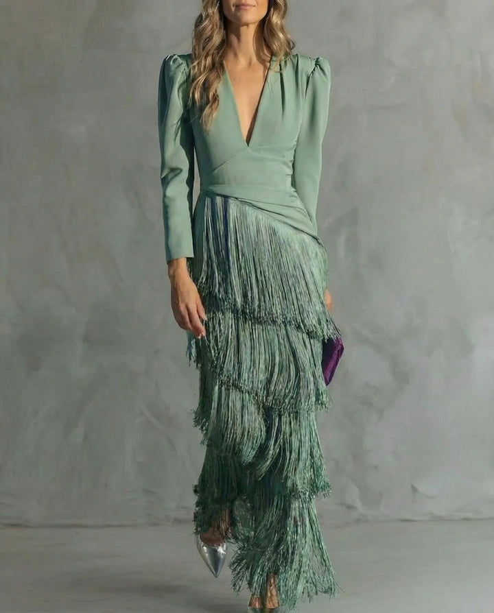 Clara | Elegantné midi šaty s tradičnými strapcovými rukávmi