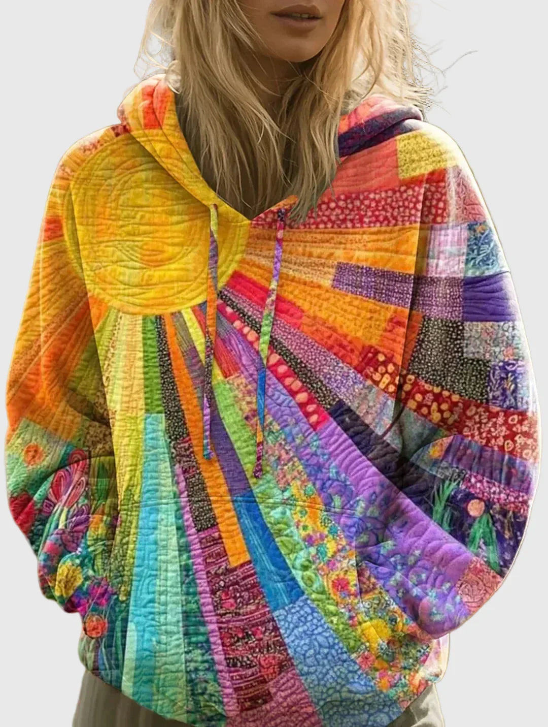 Laura - Boho viacfarebná patchworková mikina